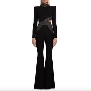 ZHIVAGO Message to Love Cutout Jumpsuit Black Long Sleeve Flare Leg